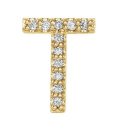 14k Yellow Gold Gold Diamond Letter 'T' Initial Stud Earring (Single Earring) (.05 Ctw, GH Color, I1 Clarity)