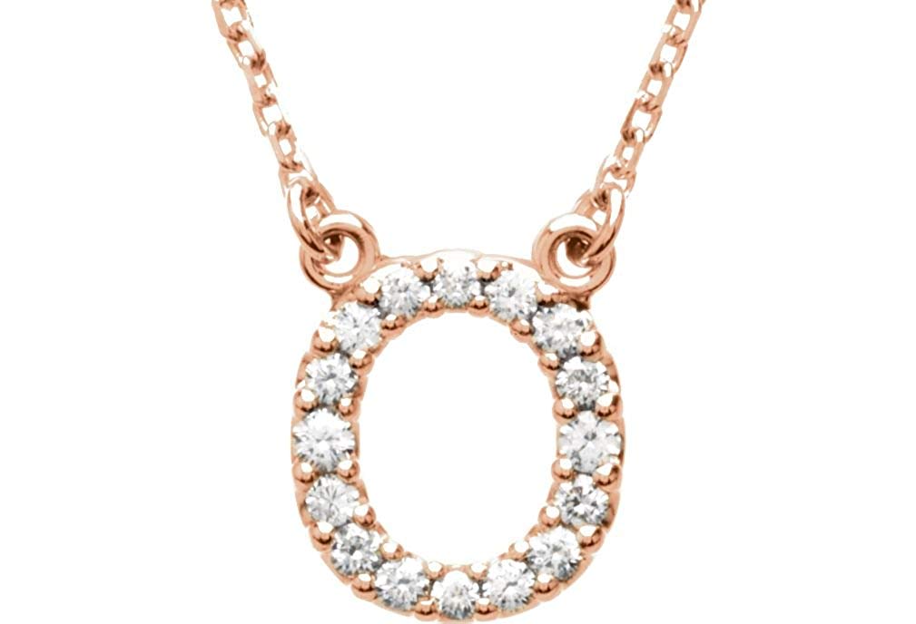 14k Rose Gold Diamond Initial 'O' 1/6 Cttw Necklace, 16" (GH Color, I1 Clarity)