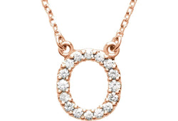 14k Rose Gold Diamond Initial 'O' 1/6 Cttw Necklace, 16" (GH Color, I1 Clarity)