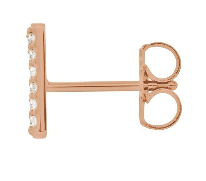 14k Rose Gold Diamond Letter 'M' Initial Stud Earring (Single Earring) (.10 Ctw, GH Color, I1 Clarity)