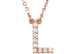14k Rose Gold Diamond Initial 'L' 1/10 Cttw Necklace, 16" (GH Color, I1 Clarity)
