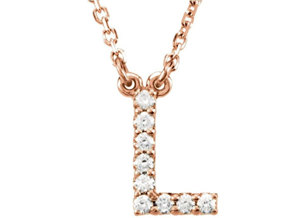 14k Rose Gold Diamond Initial 'L' 1/10 Cttw Necklace, 16" (GH Color, I1 Clarity)