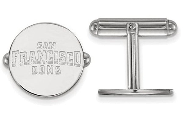 Rhodium-Plated Sterling Silver University Of San Francisco Round Cuff Links,16MM