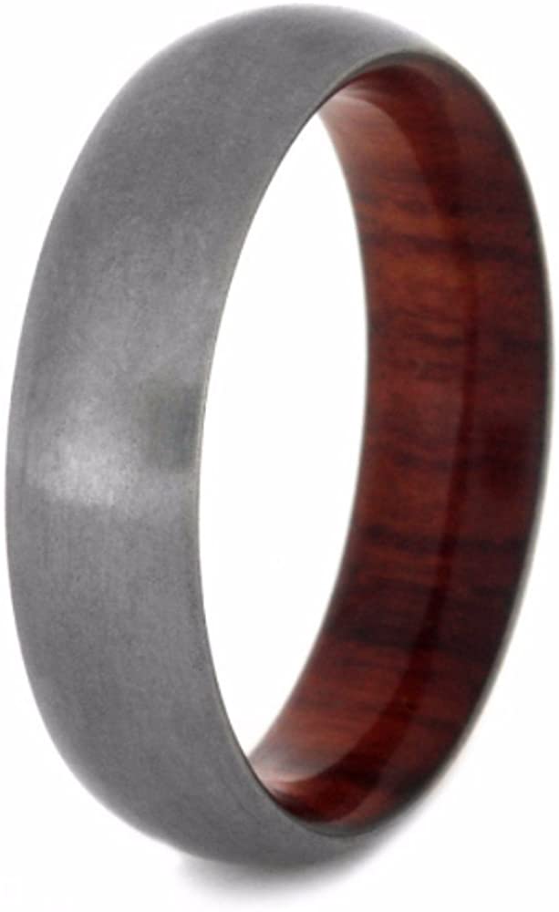 Tulip Wood Sleeve with Matte Titanium Overlay 6mm Comfort-Fit Band
