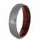 Matte Titanium Overlay 6mm Comfort-Fit Dome Tulip Wood Wedding Band