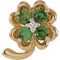 14k Yellow Gold Tsavorite Garnet and Diamond Clover Pendant