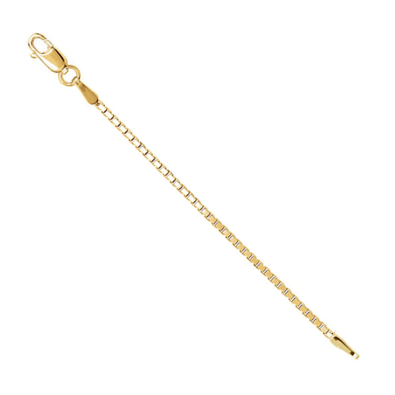 14k Yellow Gold 1.75mm Box Chain, Extender Safety Chain, 5.75"
