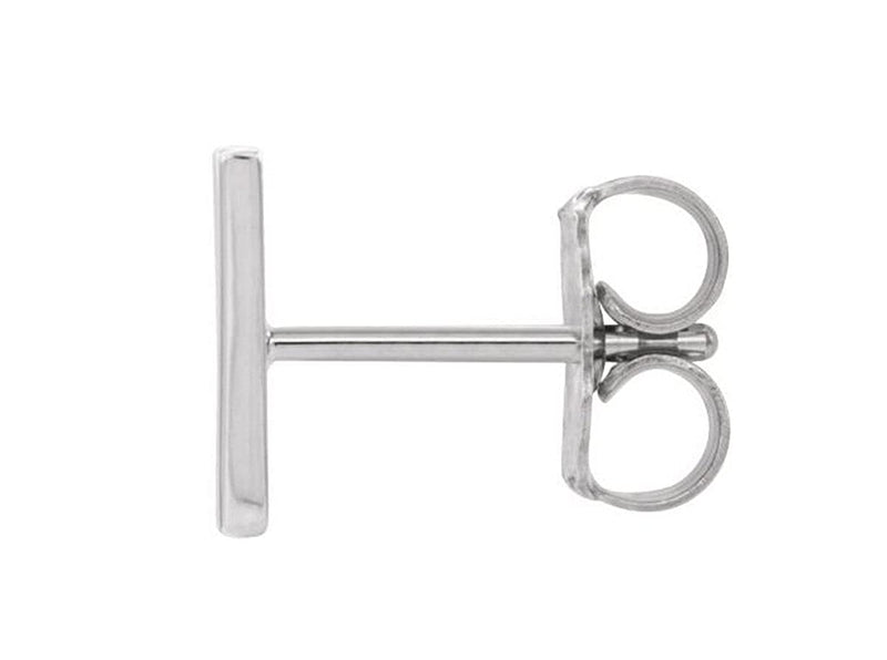 Initial Letter 'W' Rhodium-Plated 14k White Gold Stud Earring (Single Earring)