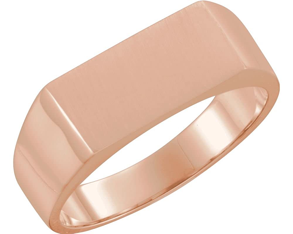 Men's 10k Rose Gold Brushed Rectangle Signet Ring (15x7.5mm)