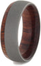 Sandblast Titanium 7mm Comfort-Fit Titanium Honduran Rosewood Burl Band, Size 4.25