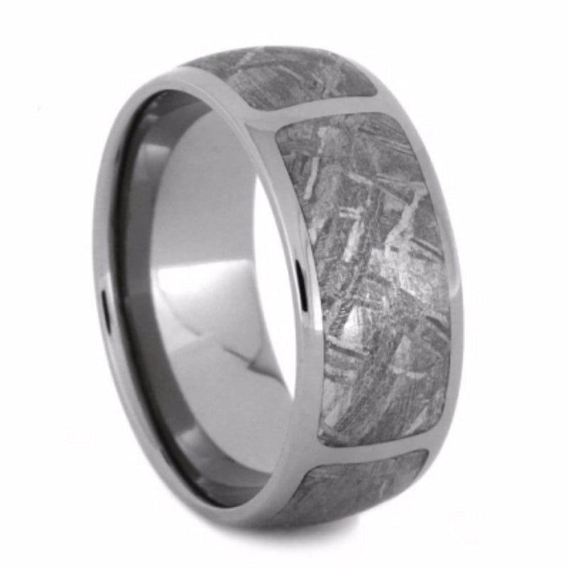 Sectioned Gibeon Meteorite 9mm Comfort-Fit Titanium Wedding Band, Size 6.5