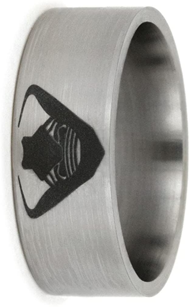 Star Wars Engraved 9mm Comfort-Fit Brushed Titanium Wedding Band, Size 5