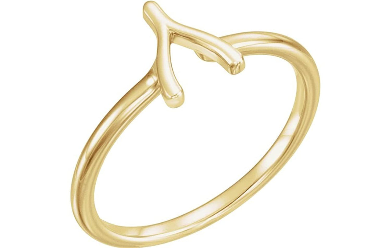 Petite Wishbone Ring, 14k Yellow Gold