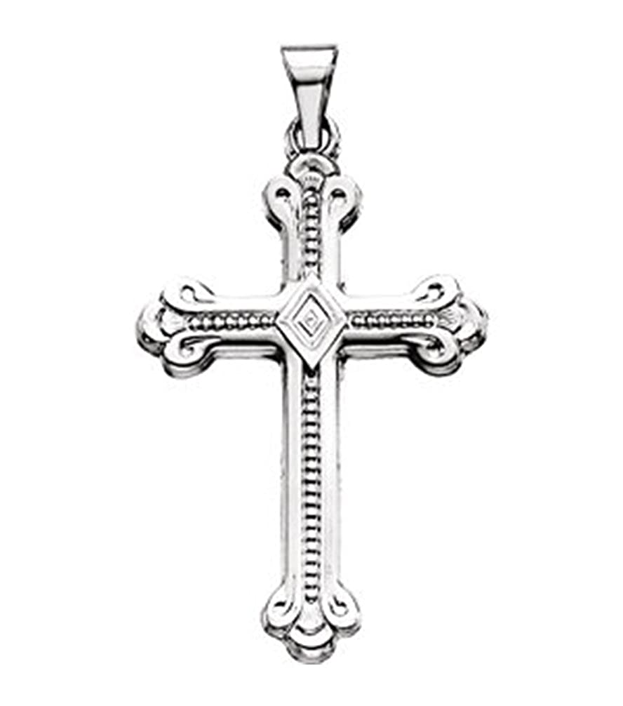 Botonee Bead Finish Cross 14k White Gold Pendant