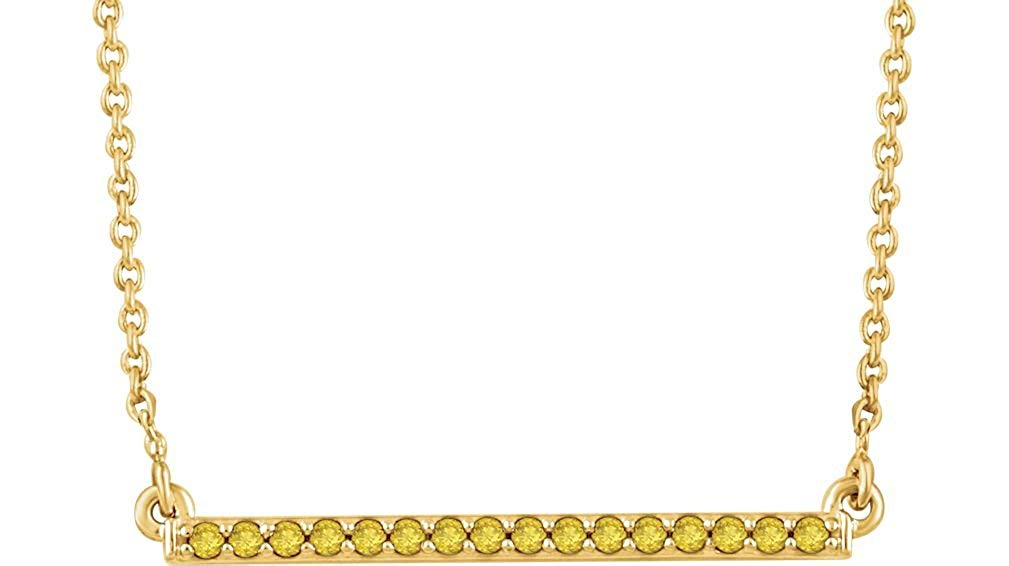 16-Stone Yellow Diamond Bar 14k Yellow Gold Pendant Necklace, 18" (.16 Ctw, Yellow, I2 Clarity)