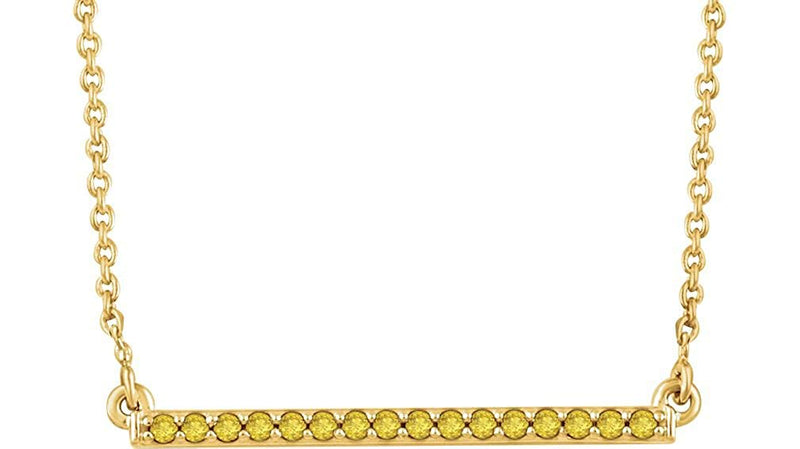 16-Stone Yellow Diamond Bar 14k Yellow Gold Pendant Necklace, 18" (.16 Ctw, Yellow, I2 Clarity)