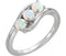 Opal Cabochon 3-Stone Past, Present, Future Ring, Rhodium-Plated 14k White Gold, Size 8