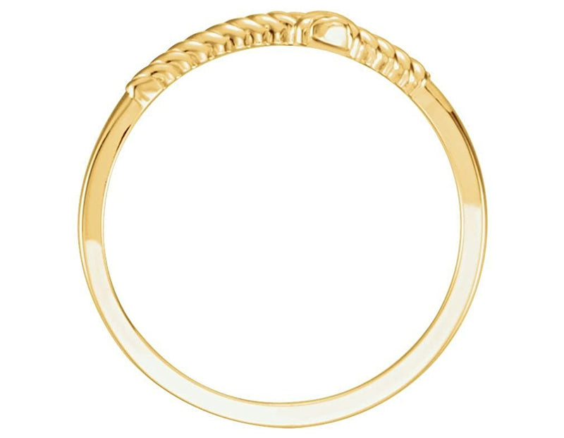 Sideways Cross Rope-Trim 14k Yellow Gold Ring