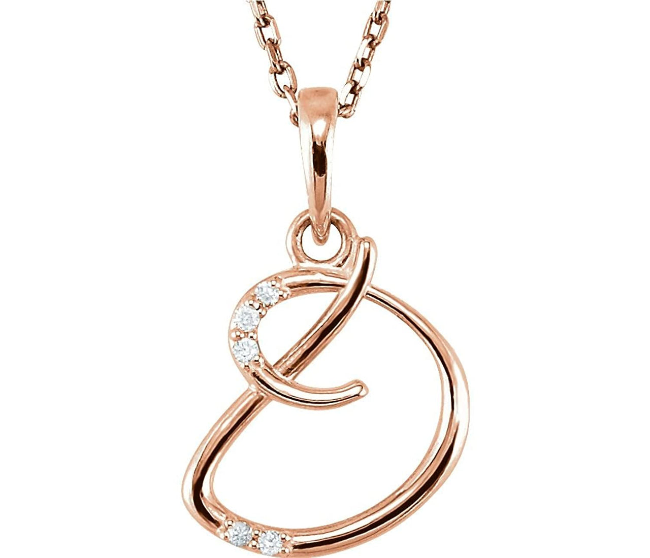 5-Stone Diamond Letter 'D' Initial 14k Rose Gold Pendant Necklace, 18" (.03 Cttw, GH, I1)