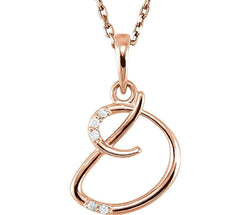 5-Stone Diamond Letter 'D' Initial 14k Rose Gold Pendant Necklace, 18" (.03 Cttw, GH, I1)