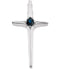 Solitaire Blue Sapphire Cross Rhodium-Plated 14k White Gold Pendant (25.00X14.00 MM)