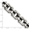 Men's Stainless Steel 12mm Black Rubber Bracelet, 8.5 Inches