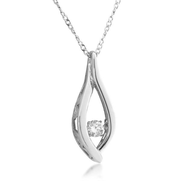 Diamond Bypass Style Pendant Necklace, Rhodium Plate Sterling Silver, 18" (.01 Ct)