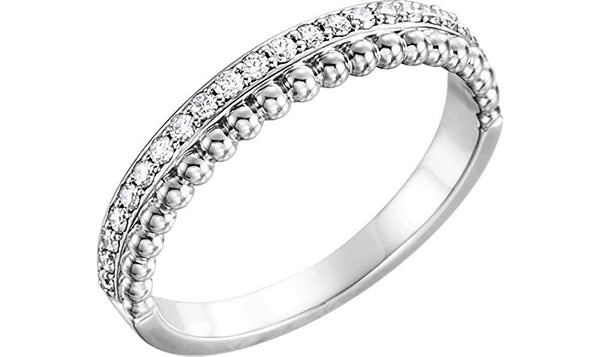 Diamond Beaded Ring, Rhodium-Plated 14k White Gold (1/4 Ctw, Color G-H, Clarity I1), Size 7.5