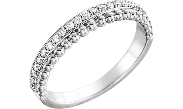 Diamond Beaded Ring, Rhodium-Plated 14k White Gold (1/4 Ctw, Color G-H, Clarity I1), Size 6