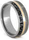 Gibeon Meteorite, Black and White Mokume Gane, 14k Rose Gold 8mm Titanium Comfort-Fit Ring, Size 15.5