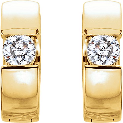 Diamond Hoop Earrings, 14k Yellow Gold (1/4 Ctw, Color GH, Clarity I1)