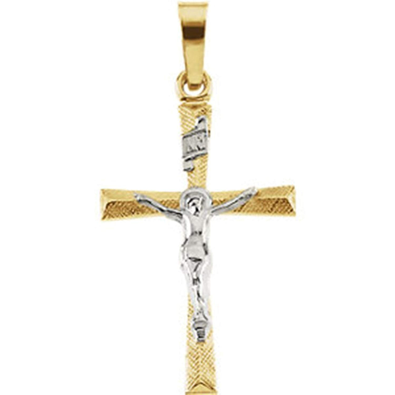 Two-Tone Crucifix 14k Yellow and White Gold Pendant (20X14MM)