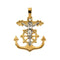 Two-Tone Anchor Mariner's Crucifix 14k Yellow and White Gold Pendant (17X19MM)