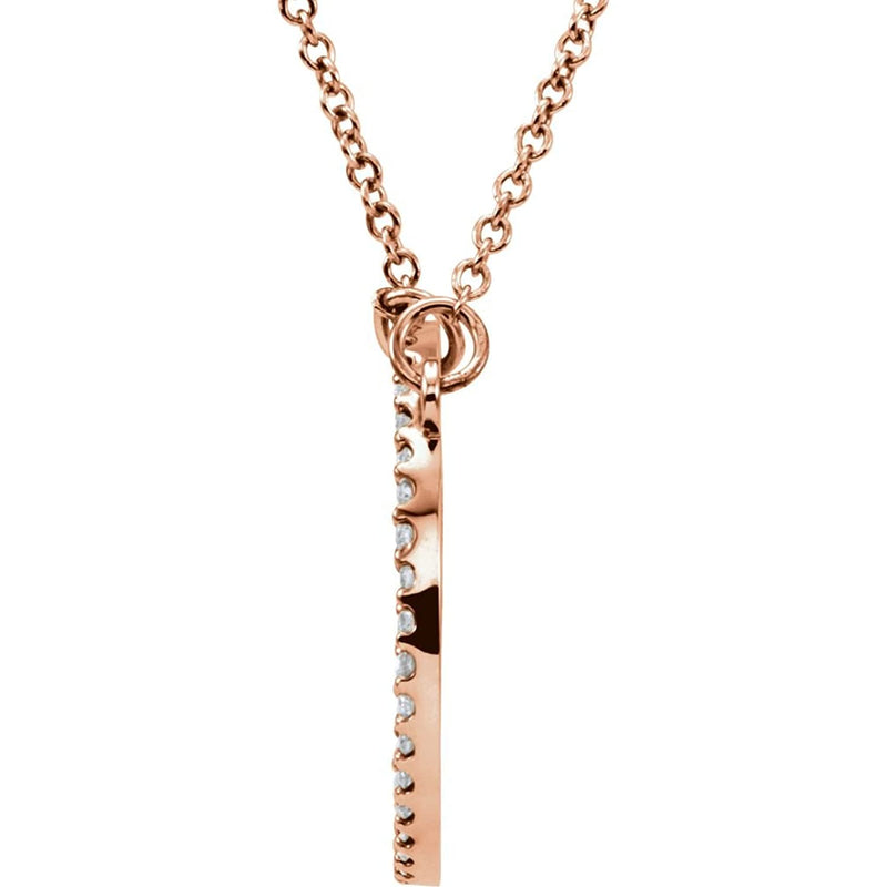 Petite Diamond Circle Pendant 14k Rose Gold Necklace, 16" (1/5 Cttw)