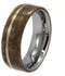 Buckeye Burl Wood, 14k Yellow Gold Pinstripe 8mm Comfort-Fit Titanium Band, Size 12.5