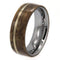 14k Yellow Gold, Buckeye Burl Wood 8mm Comfort-Fit Titanium Band, Size 12.75