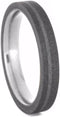 14k White Gold Inlay 3mm Comfort-Fit Sandblast Titanium Wedding Band, Size 7.5