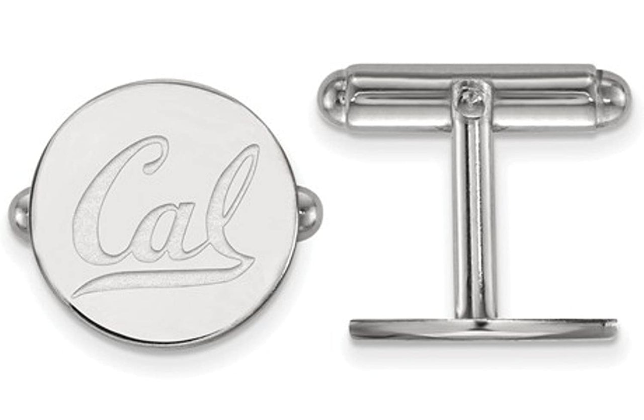 Rhodium-Plated Sterling Silver University Of California Berkeley Cuff Links, 16MM