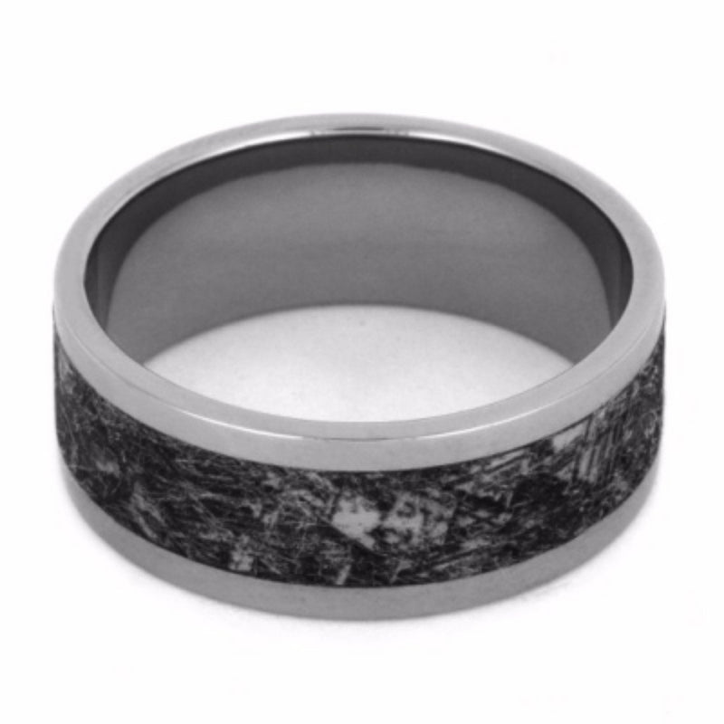 Mimetic Meteorite Inlay 10mm Comfort-Fit Titanium Wedding Band
