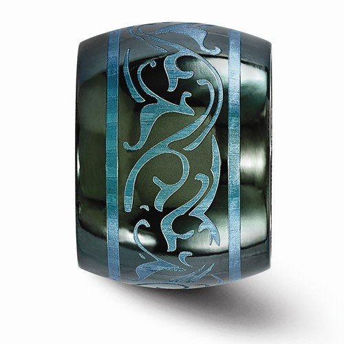 Rain Collection Black Ti Anodized Teal 16mm Domed Band