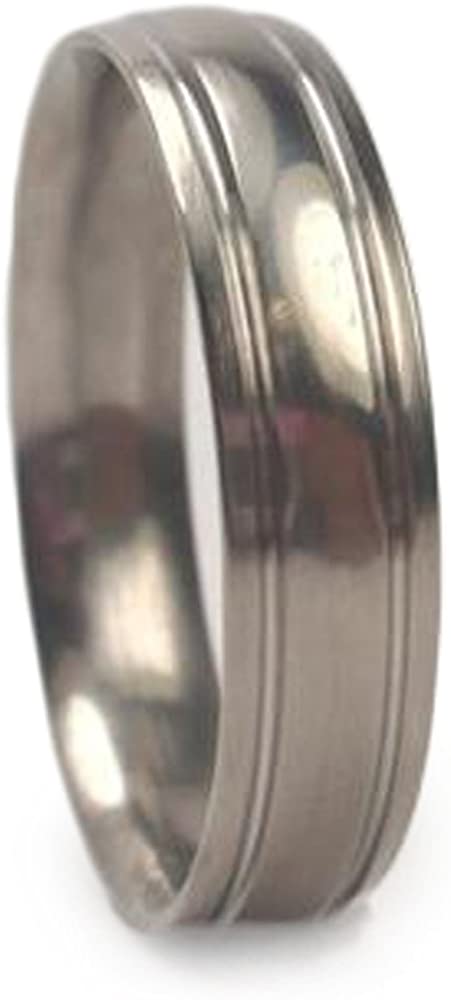 Grooved 6mm Comfort-Fit Titanium Wedding Band, Size 13.75