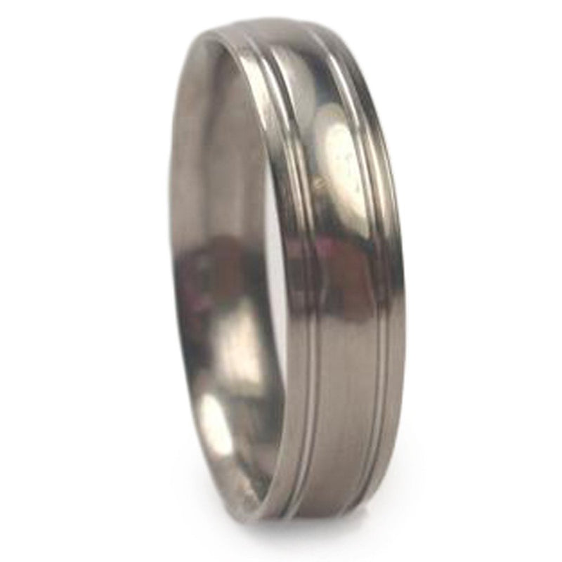 Grooved 6mm Comfort-Fit Titanium Wedding Band, Size 9.75