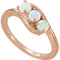 Opal Cabochon 3-Stone Past, Present, Future Ring, 14k Rose Gold, Size 7