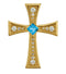 Diamond and Genuine Swiss Blue Topaz 14k Yellow Gold Cross Pendant