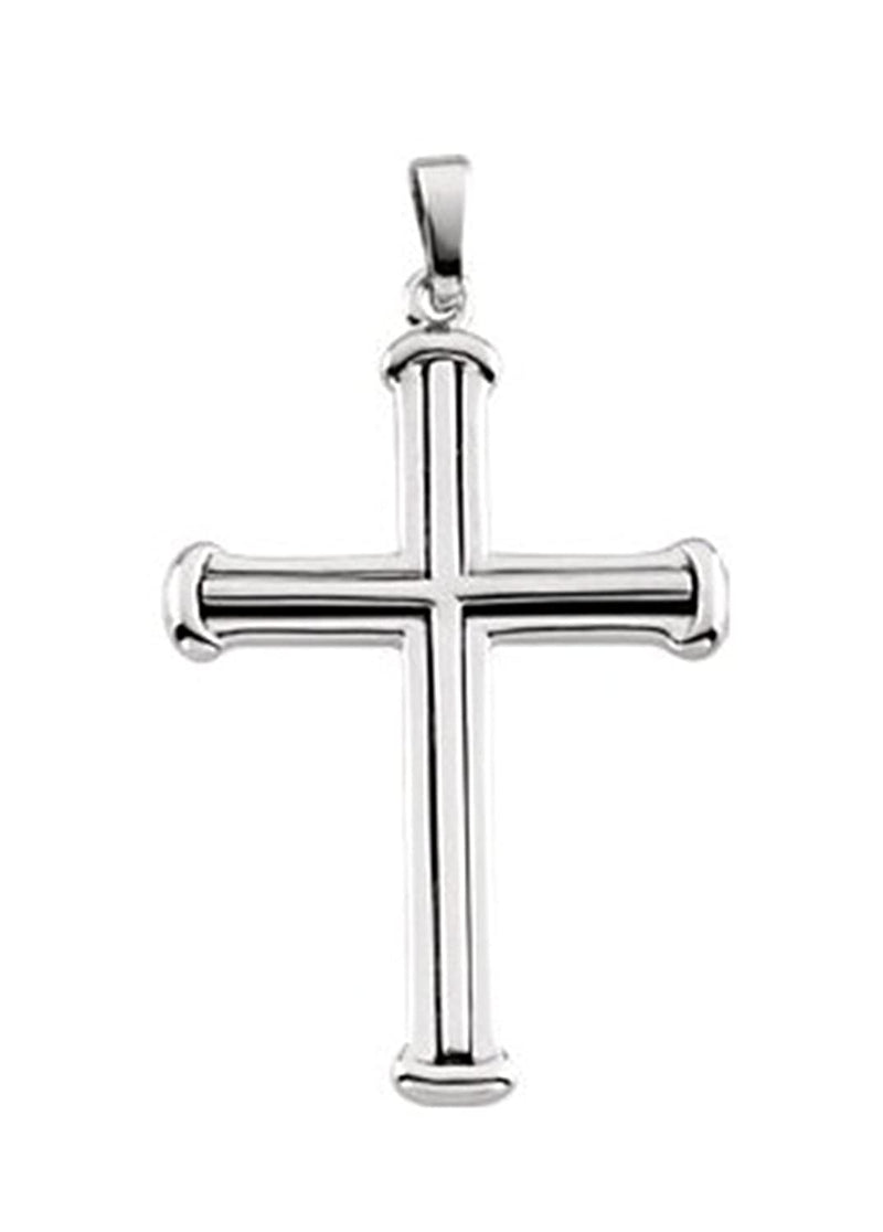 Inlay Cross 14k Palladium White Gold Pendant (34.75X25.0 MM)