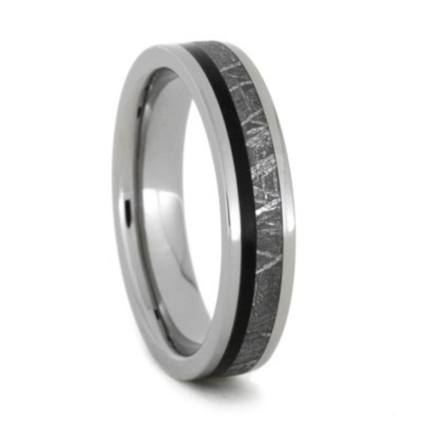 Meteorite, African Black Wood 5mm Comfort-Fit Titanium Wedding Band