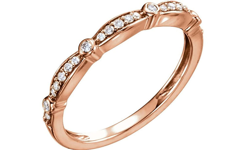 Diamond Stackable Anniversary Band, 14k Rose Gold (1/8 Cttw, H+ Color, SI Clarity), Size 7