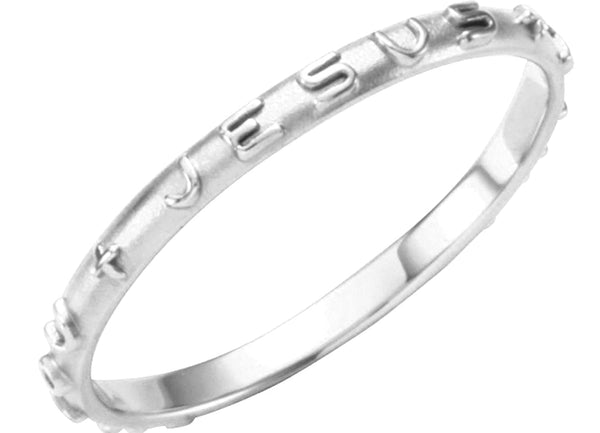 'What Would Jesus Do' 14k White Gold Prayer Ring, Size 6