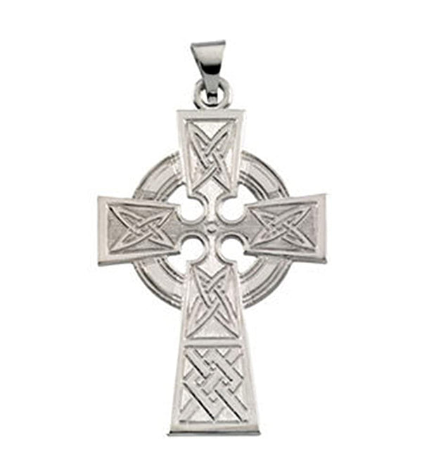 Celtic Halo Cross 14k White Gold Pendant