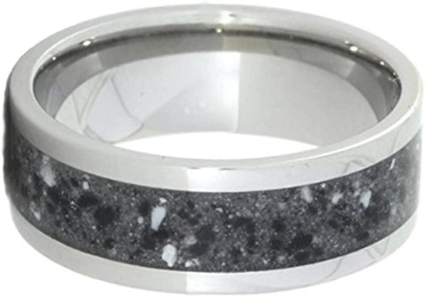 Concrete Inlay 6mm Comfort-Fit Titanium Ring, Size 9